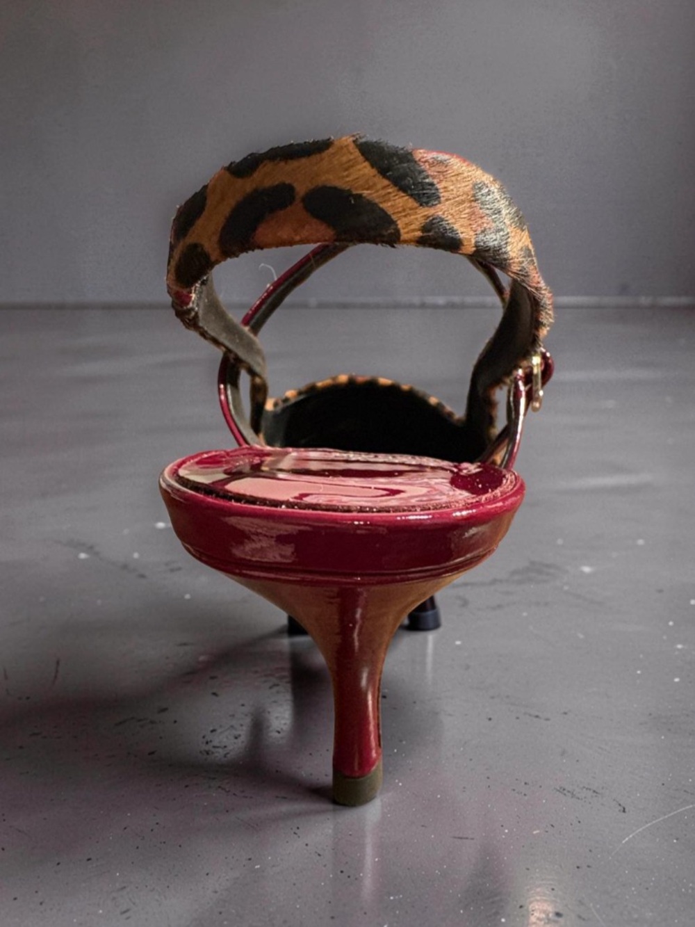Jeffrey Campbell Cheetah Cherry Red Pointed Slingback Mule w/Red Strap and Heel - Picture 4 of 8